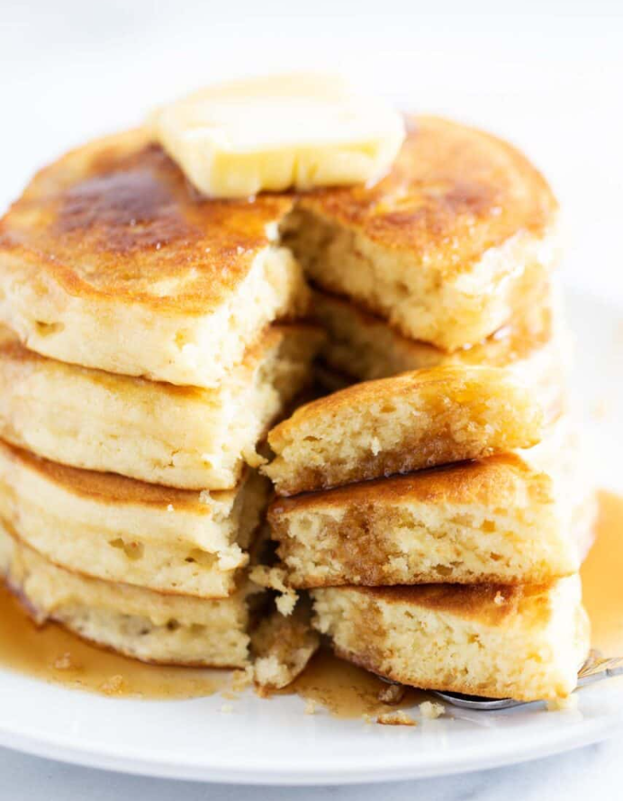 Whisking batter for a delicious pancakes recipe